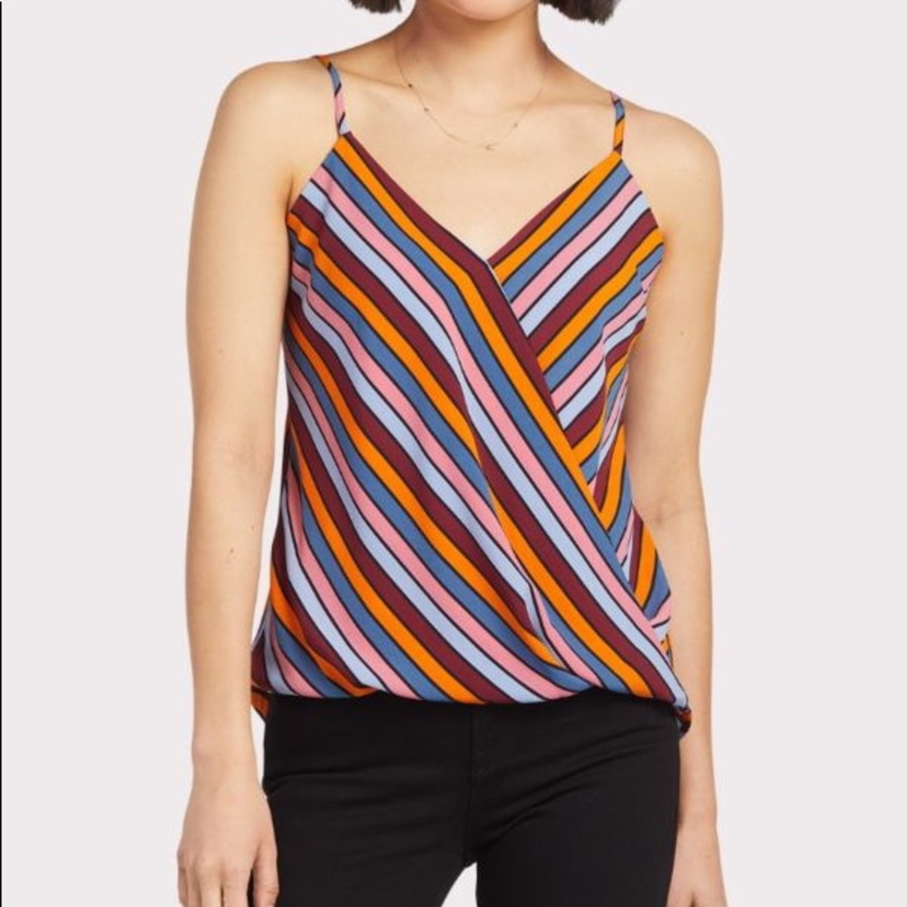 Allison Joy Evereve Farrah Striped Surplice Tank Top Colorful Summer